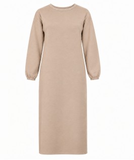 Rochie dreaptă beige din lână